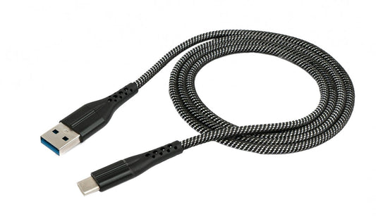 SYSTEM-S USB 3.1 cable 1 m Type C male to 3.0 Type A male braided Black