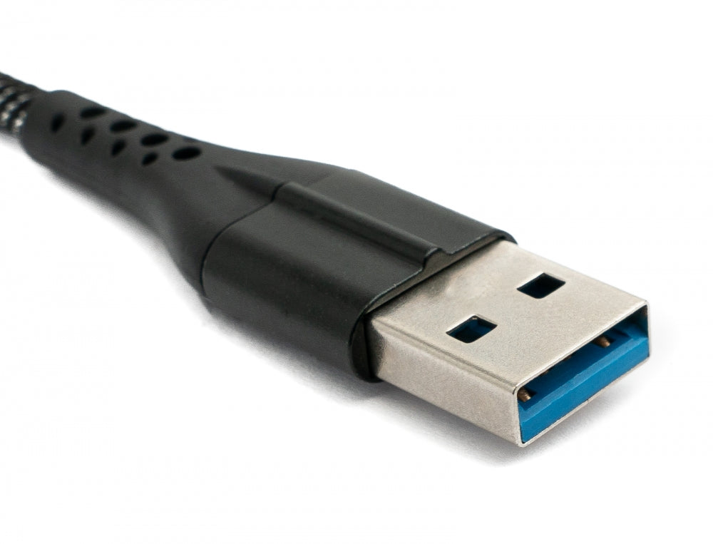 SYSTEM-S USB 3.1 snúra 1 m Tegund C karlkyns í 3.0 Tegund A karlkyns fléttað svart
