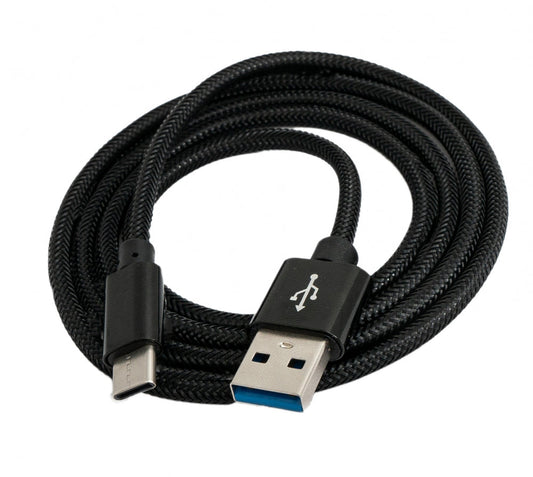 SYSTEM-S USB 3.1 snúra 1 m Tegund C karlkyns í 3.0 Tegund A karlkyns fléttað svart