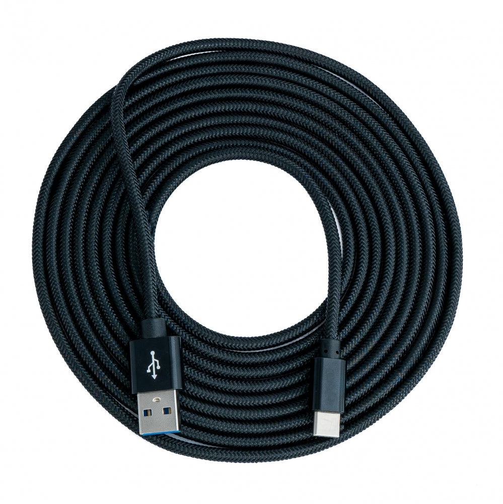 SYSTEM-S USB 3.1 Kabel 3 m Typ C Stecker zu 3.0 Typ A Stecker Kabel geflochten Schwarz