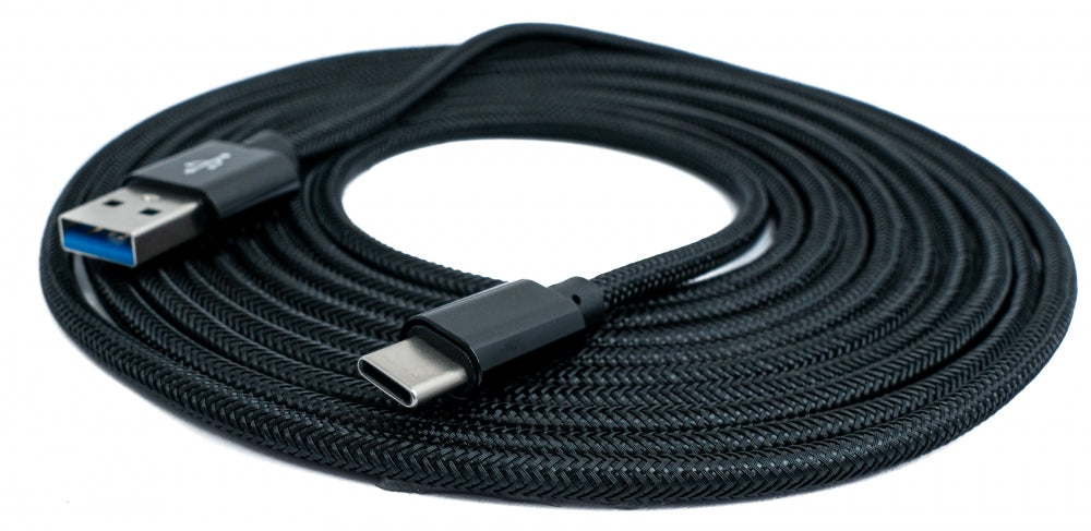SYSTEM-S USB 3.1 Kabel 3 m Typ C Stecker zu 3.0 Typ A Stecker Kabel geflochten Schwarz