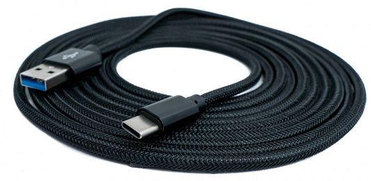 SYSTEM-S USB 3.1 snúra 3 m Type C karlkyns í 3.0 Type A karlkyns snúra fléttuð svört