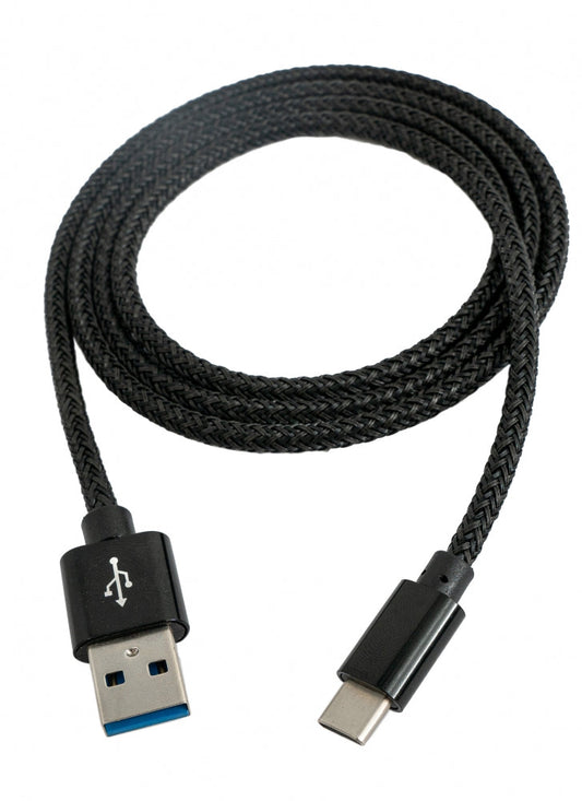 SYSTEM-S USB 3.1 cable 1 m Type C male to 3.0 Type A male braided Black