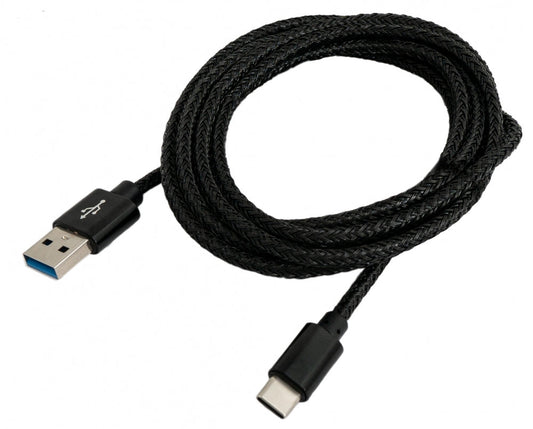 SYSTEM-S USB 3.1 cable 2 m Type C male to 3.0 Type A male braided Black