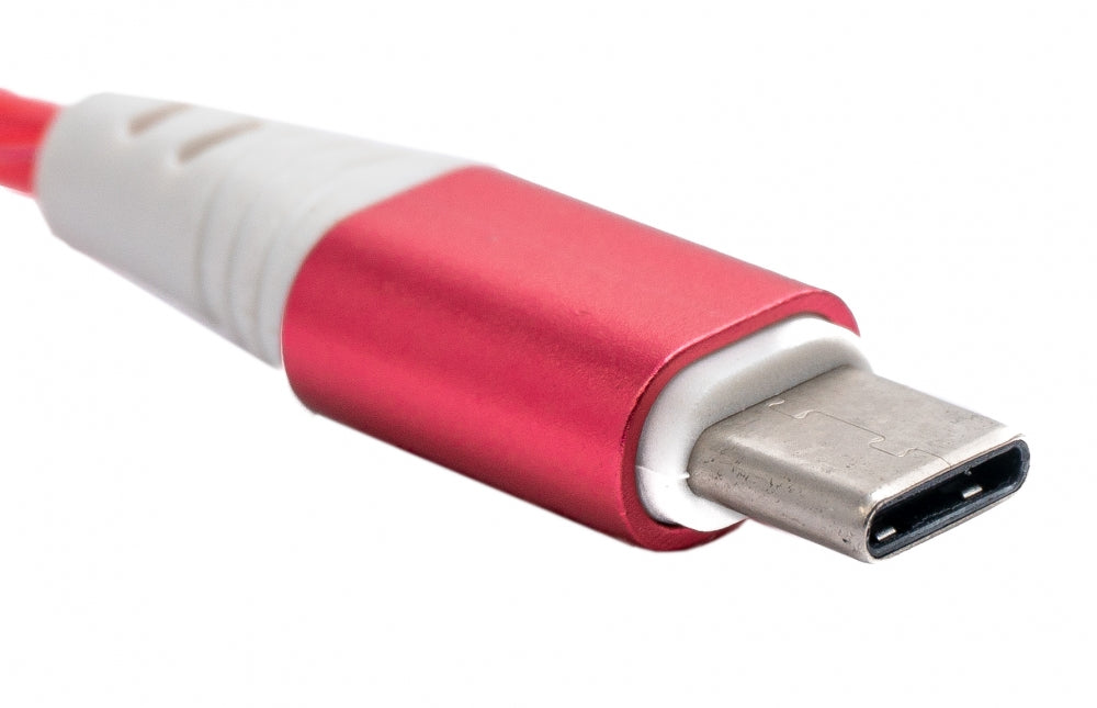 SYSTEM-S USB 3.1 ljósleiðarakapall 1 m Type C tengi í 2.0 A tengi í rauðu