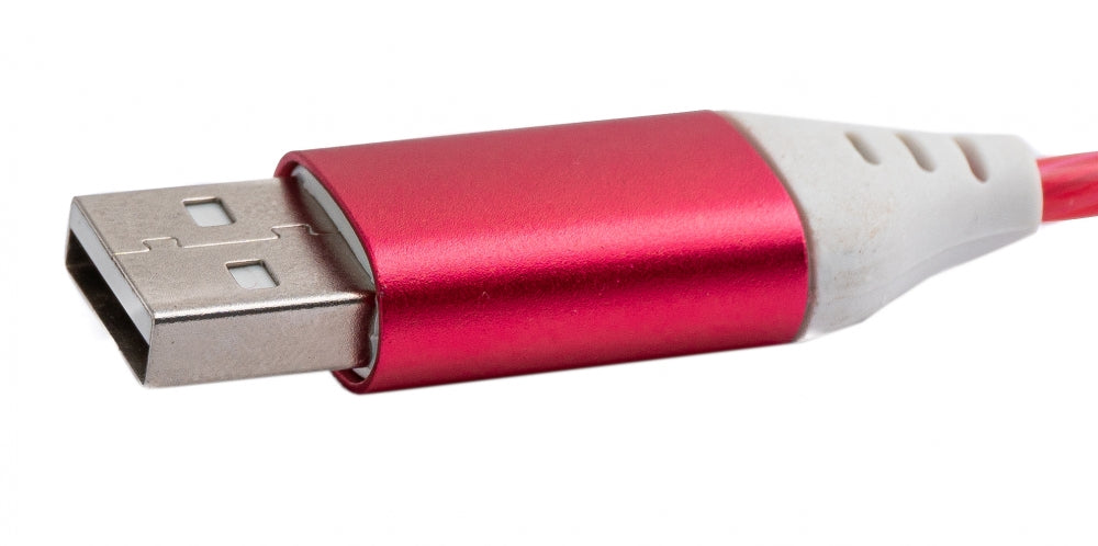 SYSTEM-S USB 3.1 ljósleiðarakapall 1 m Type C tengi í 2.0 A tengi í rauðu