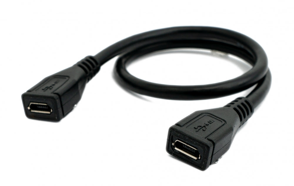 SYSTEM-S USB 2.0 OTG Kabel 30 cm Micro B Buchse zu Buchse in Schwarz