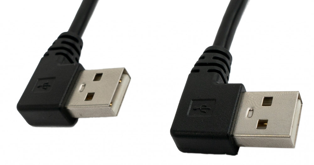 SYSTEM-S USB 2.0 Kabel 30 cm Typ A Stecker zu Stecker Winkel in Schwarz