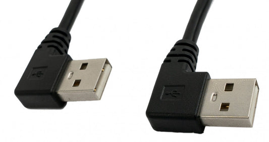 SYSTEM-S USB 2.0 snúra 30 cm Tegund A karlkyns í karlkyns vinklaður í svörtu