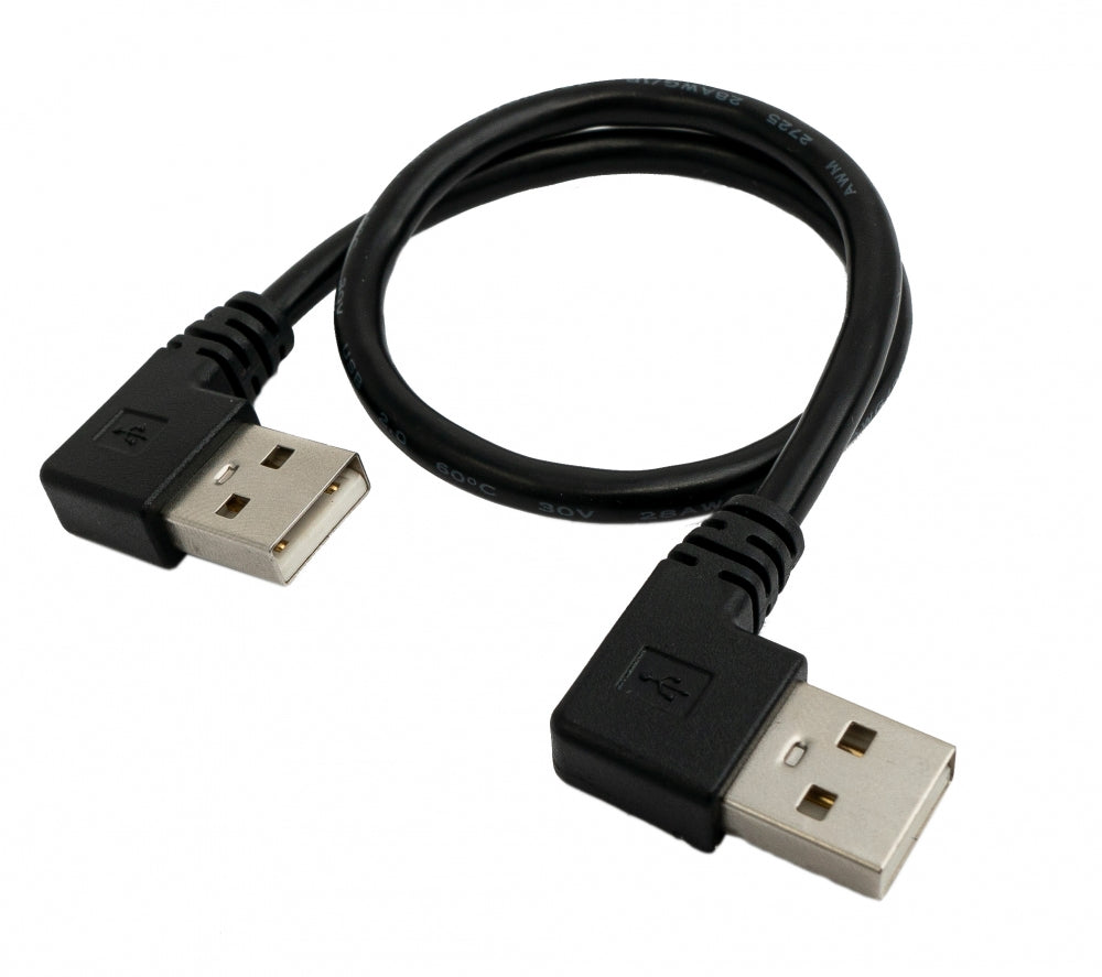 SYSTEM-S USB 2.0 Kabel 30 cm Typ A Stecker zu Stecker Winkel in Schwarz
