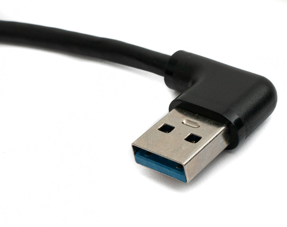 SYSTEM-S USB 3.0 snúra 30 cm Tegund A kvenkyns í karlkyns skrúfuhornssvört