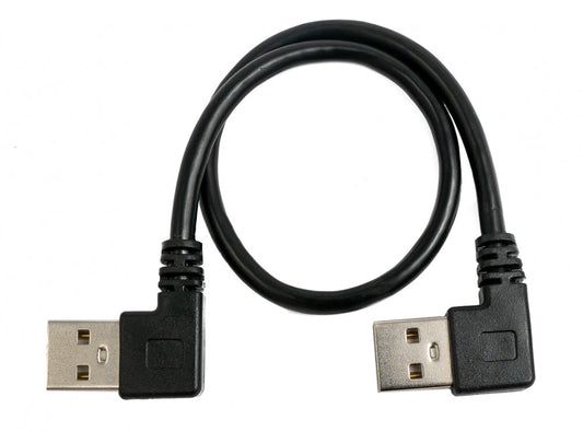 SYSTEM-S USB 2.0 snúra 30 cm Tegund A karlkyns í karlkyns vinklaður í svörtu