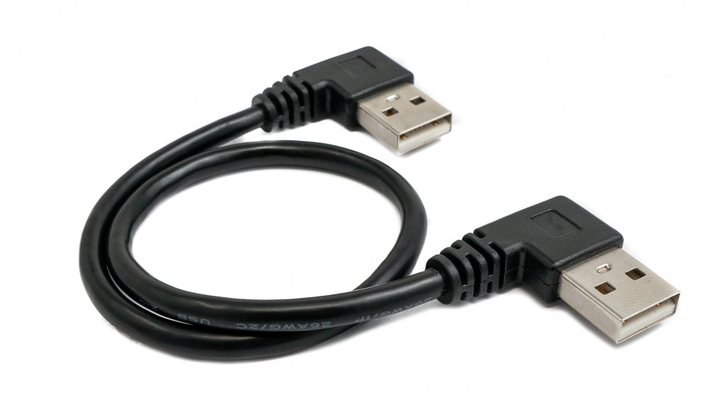 SYSTEM-S USB 2.0 snúra 30 cm Tegund A karlkyns í karlkyns vinklaður í svörtu