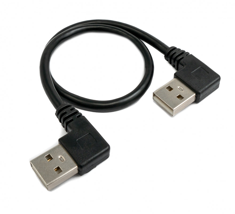 SYSTEM-S USB 2.0 snúra 30 cm Tegund A karlkyns í karlkyns vinklaður í svörtu