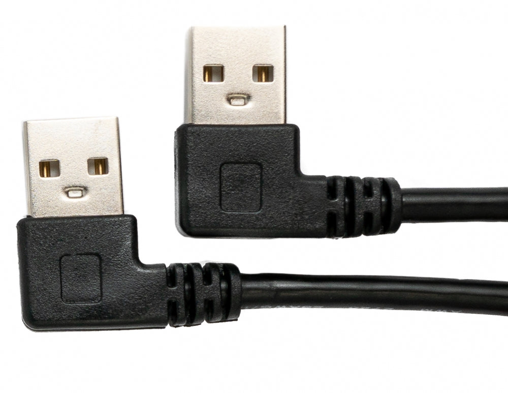 SYSTEM-S USB 2.0 snúra 30 cm Tegund A karlkyns í karlkyns vinklaður í svörtu