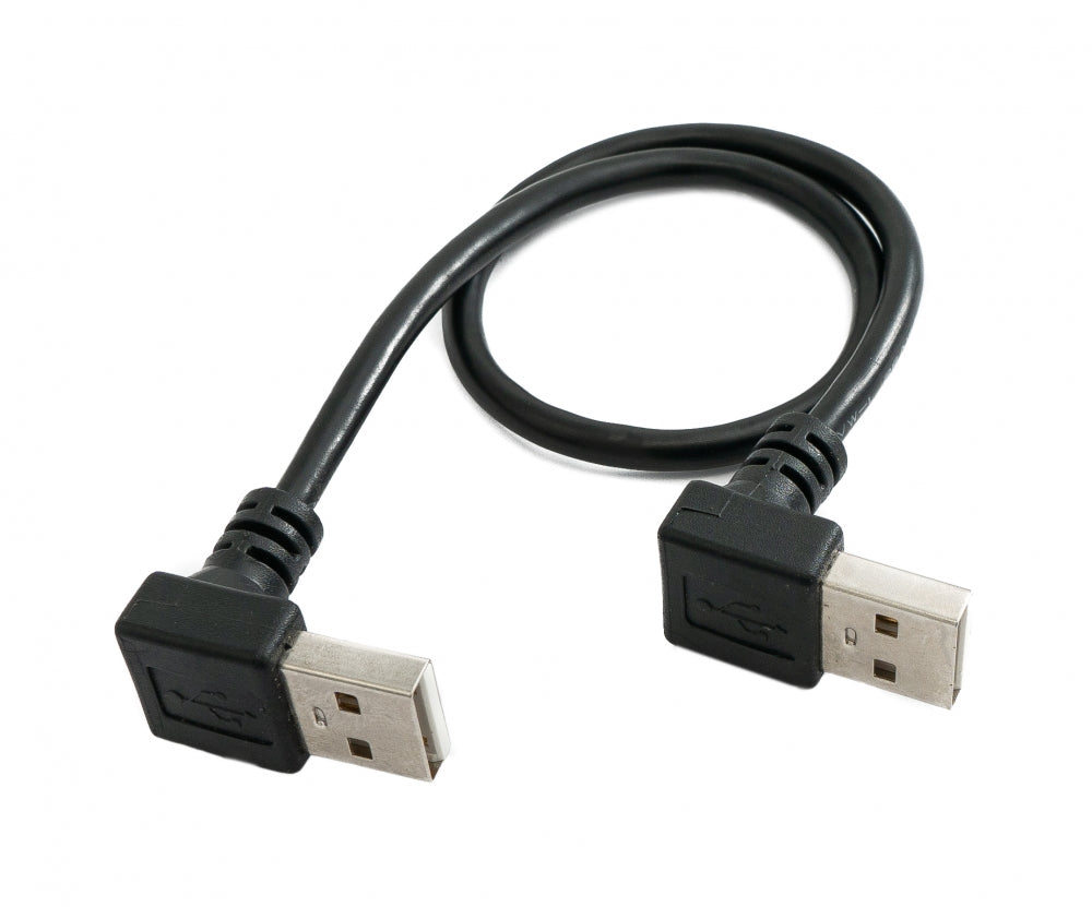 SYSTEM-S USB 2.0 snúra 30 cm Tegund A karlkyns í karlkyns vinklaður í svörtu