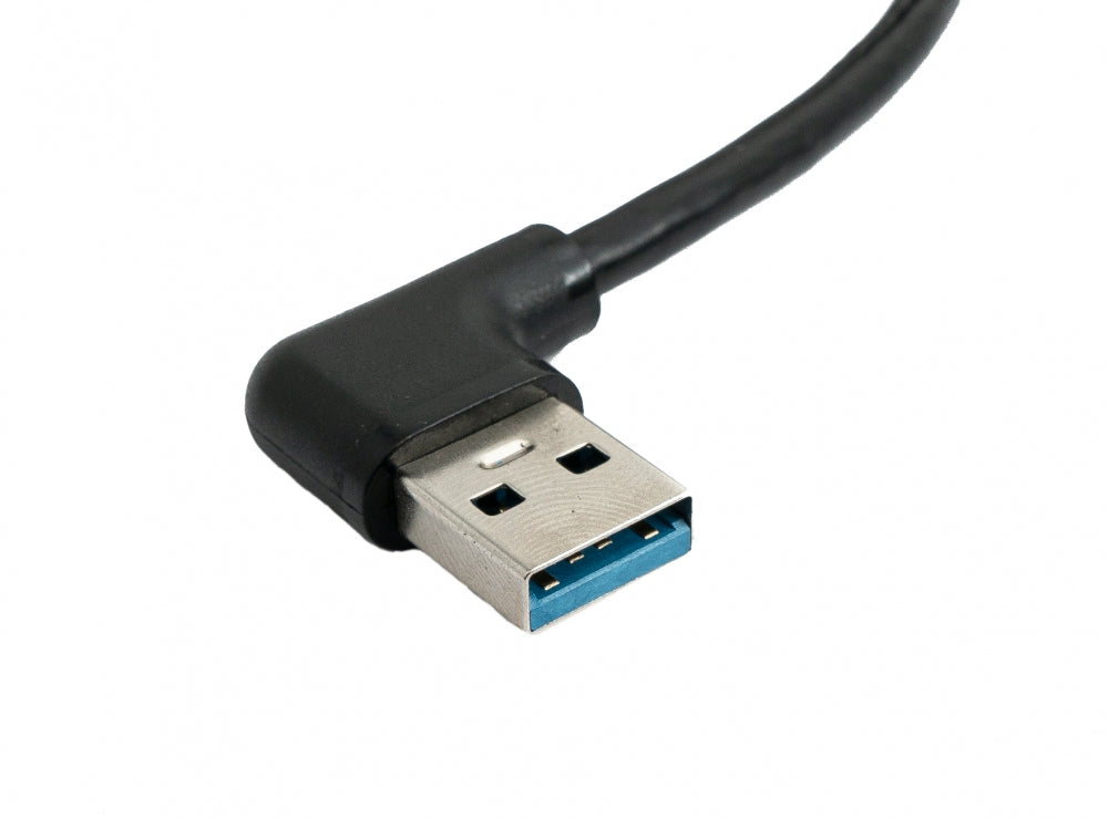 SYSTEM-S USB 3.0 Kabel 30 cm Typ A Buchse zu Stecker Schraube Winkel Schwarz