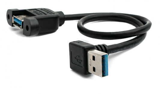 SYSTEM-S USB 3.0 cable 30 cm Type A female to male screw angle black