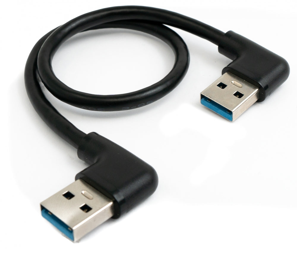 USB 3.0 Kabel 30 cm Typ A Stecker zu Stecker rechter Winkel in Schwarz