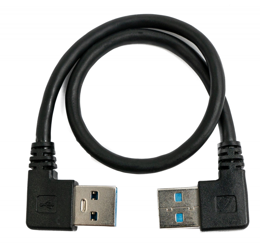 USB 3.0 snúra 30 cm af gerðinni A karlkyns í karlkyns, vinstri horn, svört