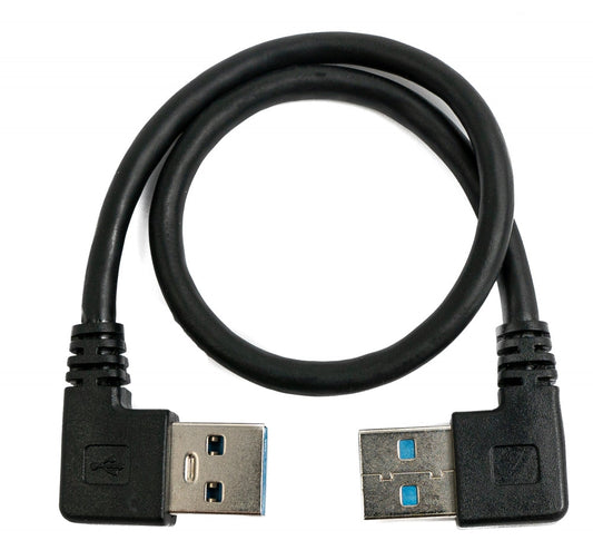 USB 3.0 snúra 30 cm af gerðinni A karlkyns í karlkyns, vinstri horn, svört