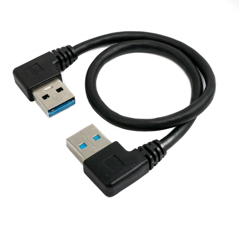 USB 3.0 snúra 30 cm af gerðinni A karlkyns í karlkyns, vinstri horn, svört