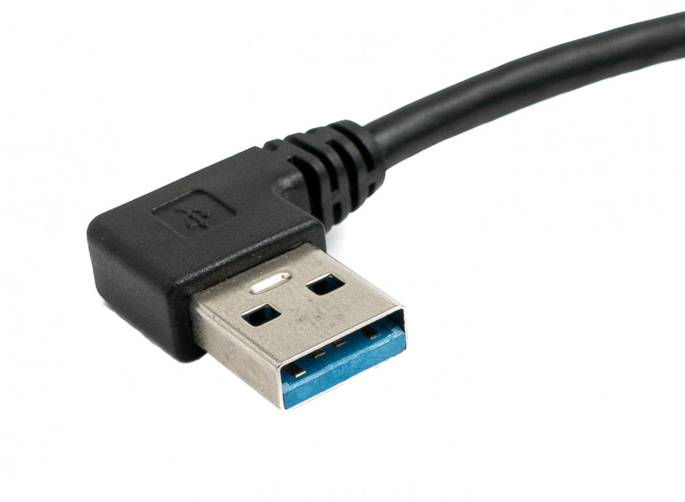 USB 3.0 snúra 30 cm af gerðinni A karlkyns í karlkyns, vinstri horn, svört