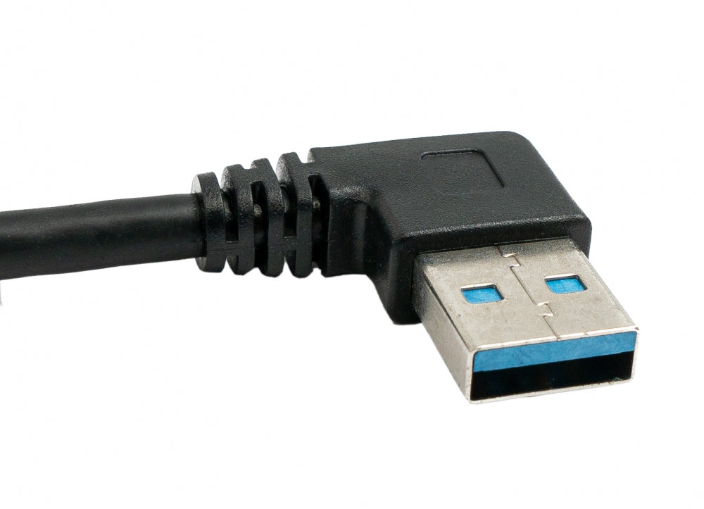 USB 3.0 snúra 30 cm af gerðinni A karlkyns í karlkyns, vinstri horn, svört