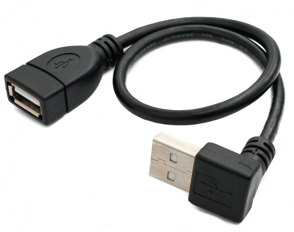 SYSTEM-S USB 2.0 Kabel 30 cm Typ A Stecker zu Buchse Winkel in Schwarz