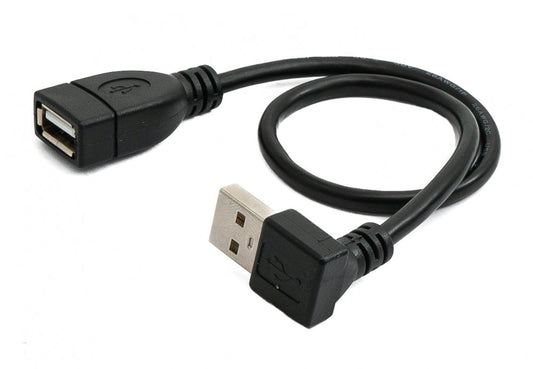 SYSTEM-S USB 2.0 cable 30 cm Type A male to female angled in black