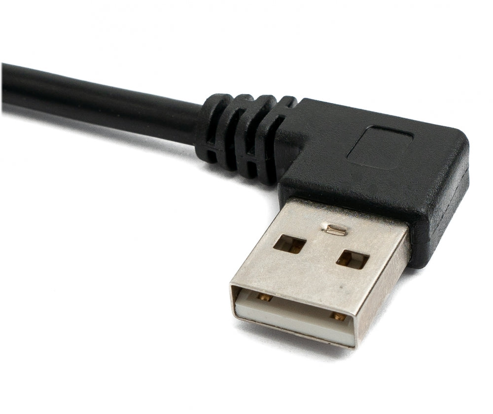 SYSTEM-S USB 2.0 snúra 30 cm af gerðinni A karlkyns í kvenkyns, rétthyrnd, svört