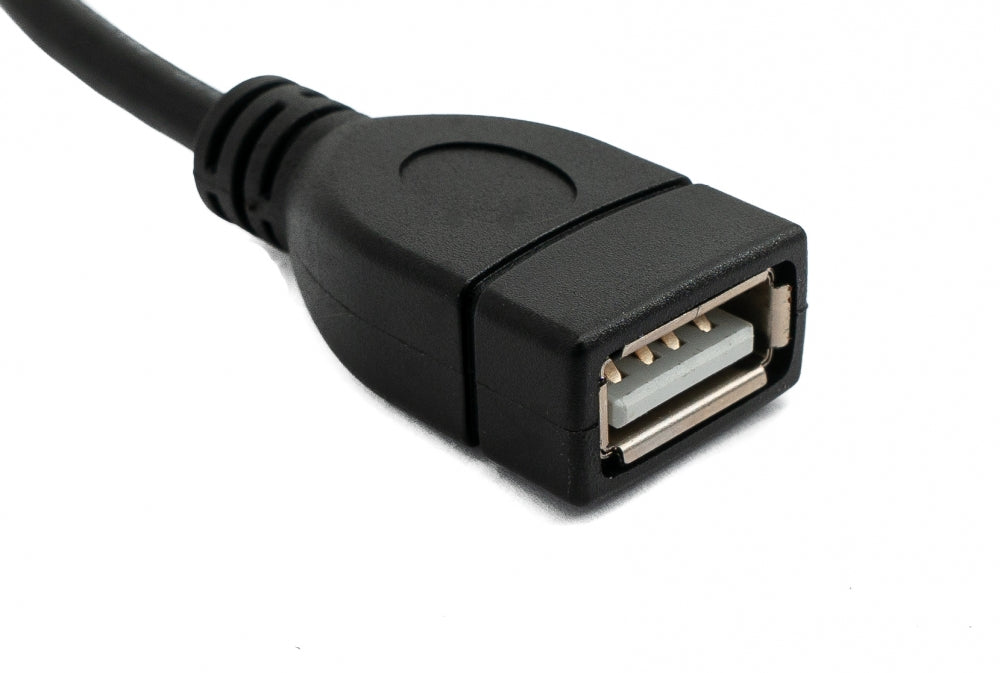 SYSTEM-S USB 2.0 snúra 30 cm af gerðinni A karlkyns í kvenkyns, rétthyrnd, svört