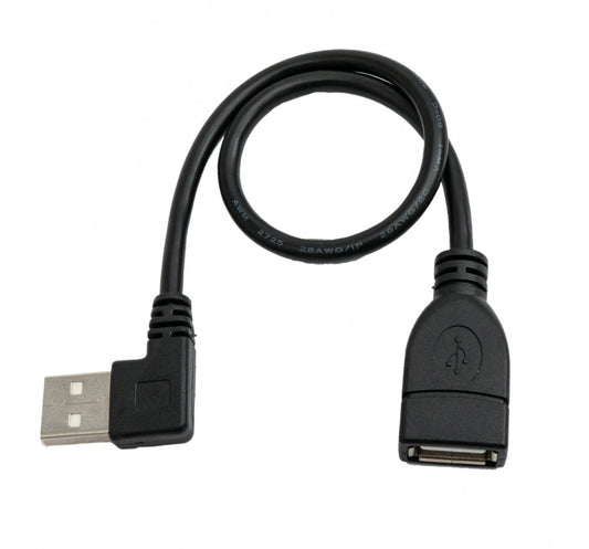 SYSTEM-S USB 2.0 snúra 30 cm af gerðinni A karlkyns í kvenkyns, vinstra megin, svart