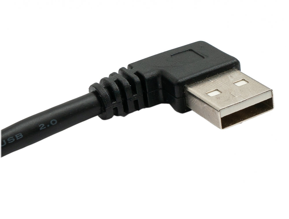 SYSTEM-S USB 2.0 snúra 30 cm af gerðinni A karlkyns í kvenkyns, vinstra megin, svart
