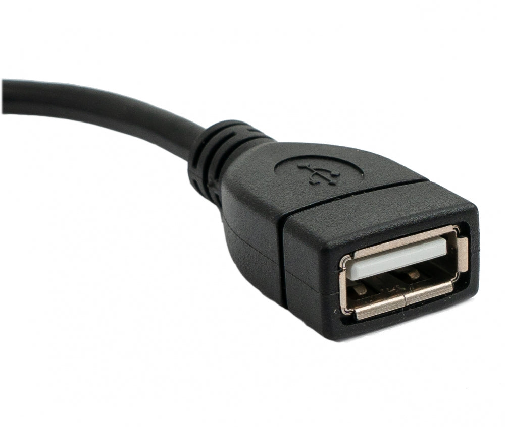SYSTEM-S USB 2.0 snúra 30 cm af gerðinni A karlkyns í kvenkyns, vinstra megin, svart