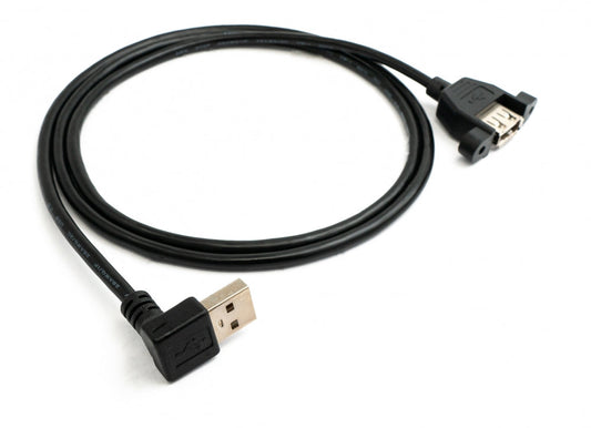 SYSTEM-S USB 2.0 cable 100 cm Type A female to male screw angle black