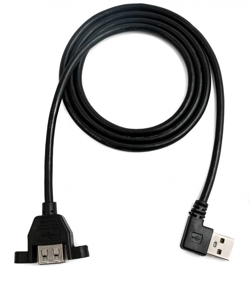 SYSTEM-S USB 2.0 snúra 100 cm Tegund A kvenkyns í karlkyns skrúfuhornssvört