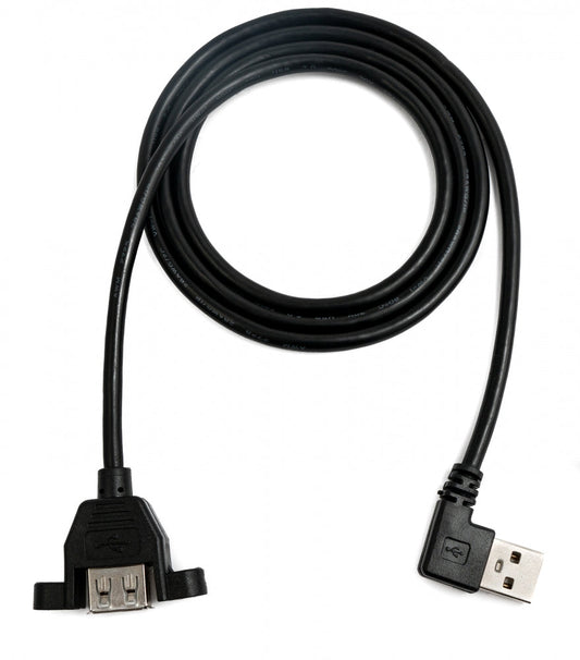 SYSTEM-S USB 2.0 snúra 100 cm Tegund A kvenkyns í karlkyns skrúfuhornssvört