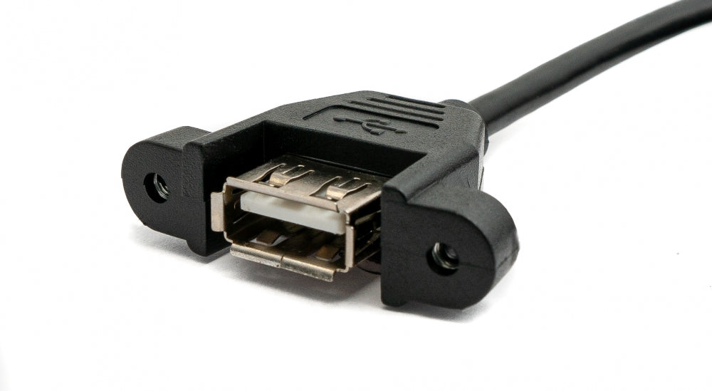 SYSTEM-S USB 2.0 snúra 100 cm Tegund A kvenkyns í karlkyns skrúfuhornssvört
