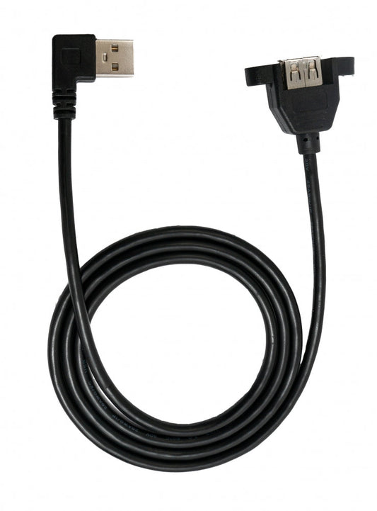 SYSTEM-S USB 2.0 Kabel 100 cm Typ A Buchse zu Stecker Schraube Winkel Schwarz