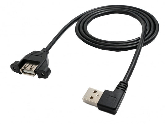 SYSTEM-S USB 2.0 Kabel 100 cm Typ A Buchse zu Stecker Schraube Winkel Schwarz