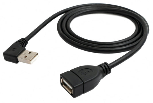 SYSTEM-S USB 2.0 Kabel 100 cm Typ A Stecker zu Buchse Winkel in Schwarz