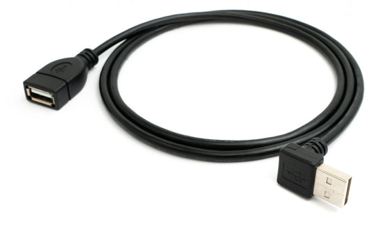 SYSTEM-S USB 2.0 cable 100 cm Type A male to female angled in black