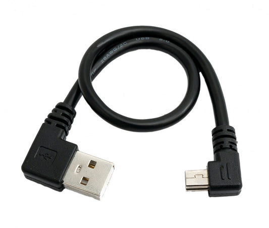 SYSTEM-S USB 2.0 cable 25 cm Type A male to Mini USB male angled in black