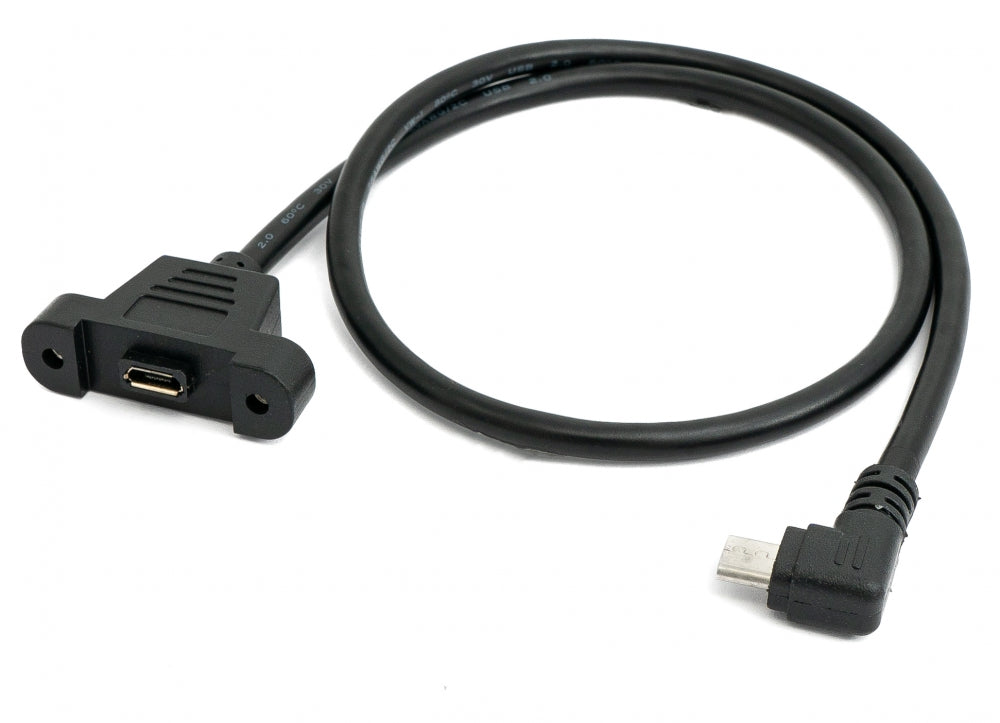 SYSTEM-S USB 2.0 snúra 30 cm Micro B kvenkyns í karlkyns skrúfufesting á spjaldi