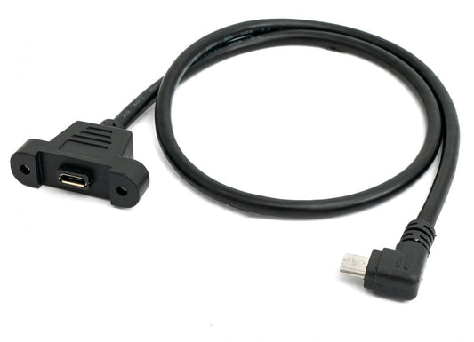 SYSTEM-S USB 2.0 snúra 30 cm Micro B kvenkyns í karlkyns skrúfufesting á spjaldi