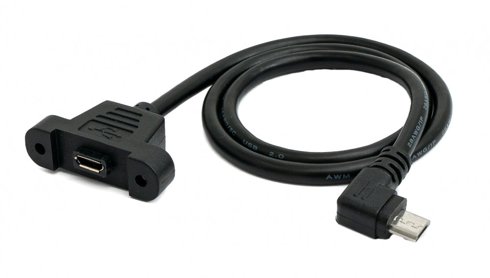 SYSTEM-S USB 2.0 snúra 30 cm Micro B kvenkyns í karlkyns skrúfufesting á spjaldi