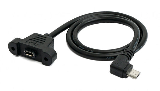 SYSTEM-S USB 2.0 snúra 30 cm Micro B kvenkyns í karlkyns skrúfufesting á spjaldi