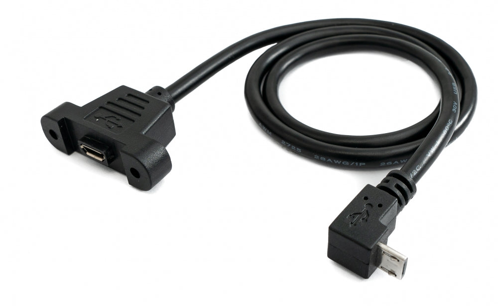 USB 2.0 Kabel 30 cm Micro B Buchse zu Stecker Schraube Winkel Schwarz