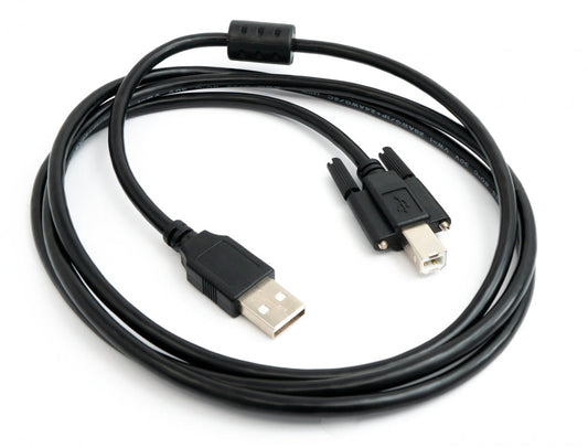 SYSTEM-S USB 2.0 snúra 150 cm, karlkyns A í karlkyns B skrúfusnúra, svört